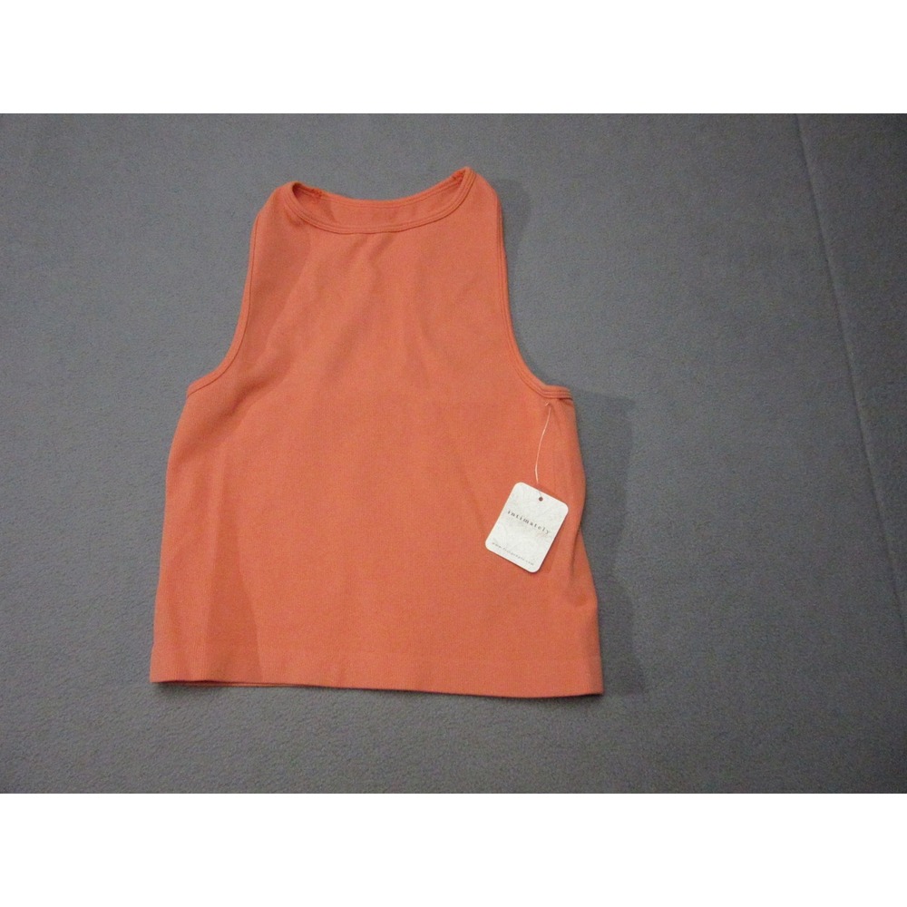 Free People Tank Top Womens XS/S Orange Ribbed High Neck Racerback Crop New